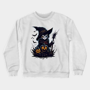 Cat Witch Halloween Crewneck Sweatshirt